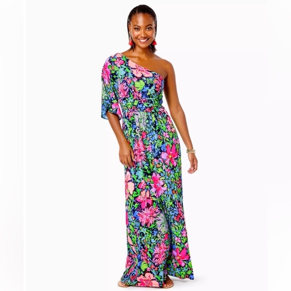 NWT LILLY PULITZER Niki One Shoulder Maxi Dress Women’s Medium - Picture 3 of 9